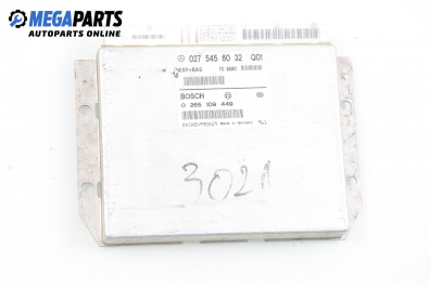 ESP+BAS module for Mercedes-Benz A-Class W168 1.7 CDI, 90 hp, 5 doors, 1999 № Bosch 0 265 109 449 / A 027 545 60 32